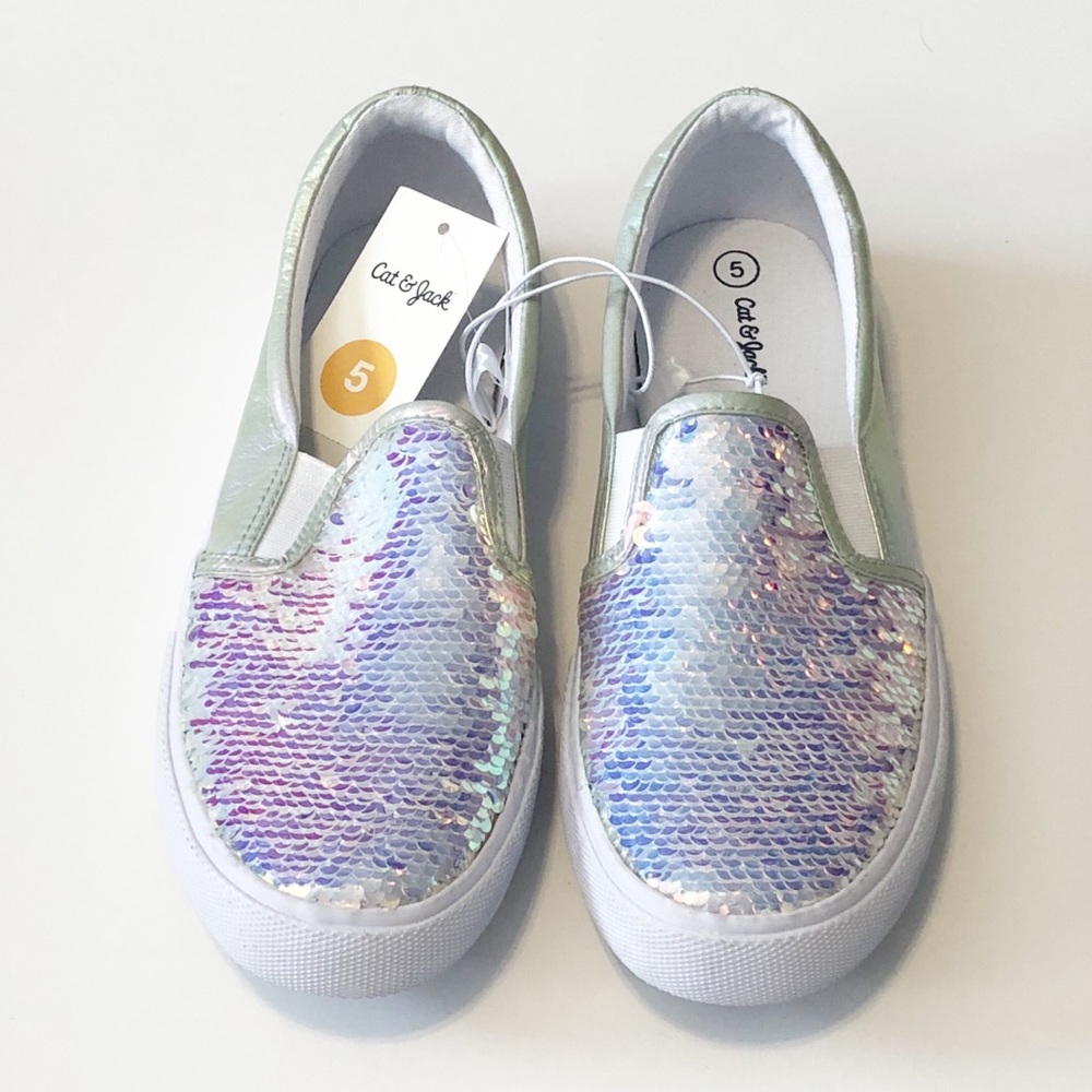 NWT CAT & JACK sequin slip-ons